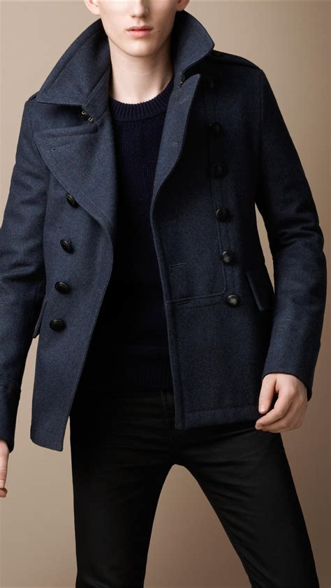 burberry cotton peacoat|burberry men military coats.